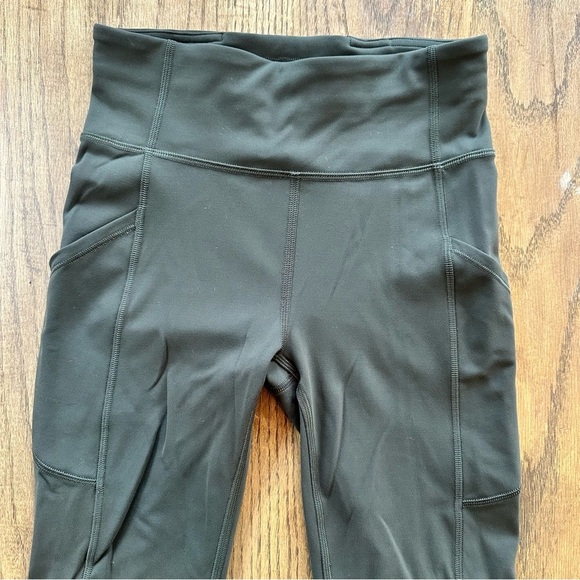 Lululemon Invigorate High-Rise Tight Leggings 25" Green Size 4 Side Pockets - Picture 2 of 8